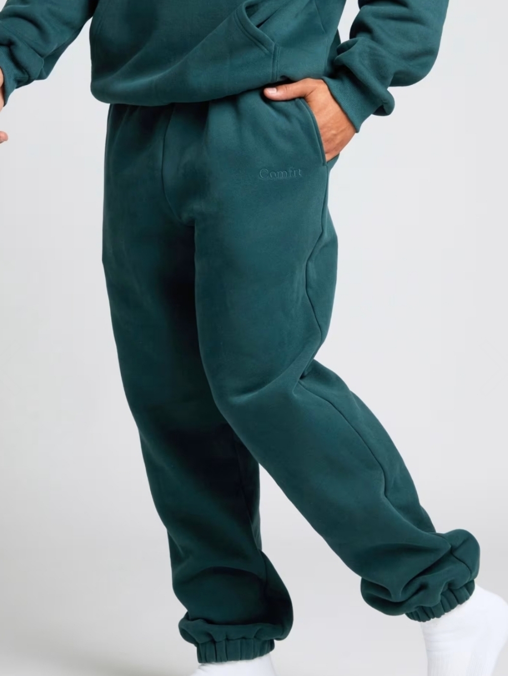 Comfrt Signature Sweatpants Pine Jogger Soft Fleece Elastic Waist Cozy Pants Med